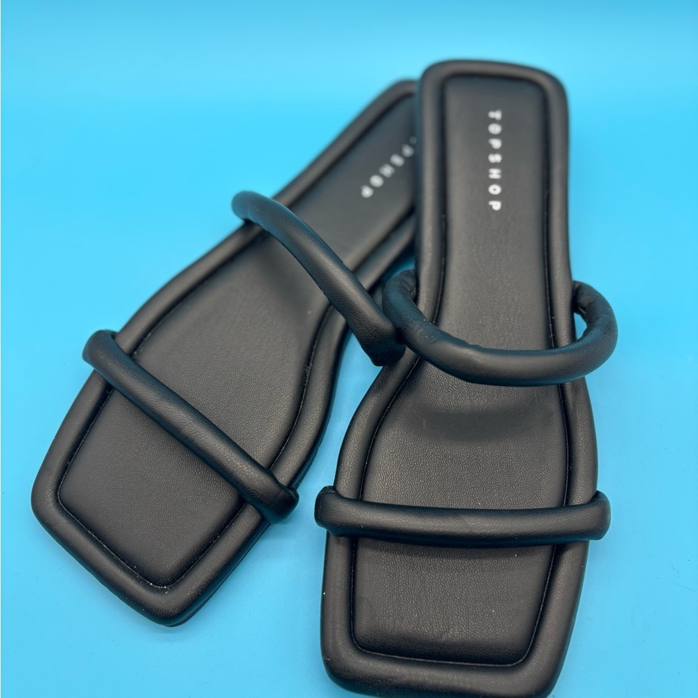 Topshop black double strap sandals